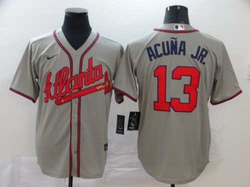 Atlanta Braves 13 ACURA JR. Grey 2020 Cool Base Jersey