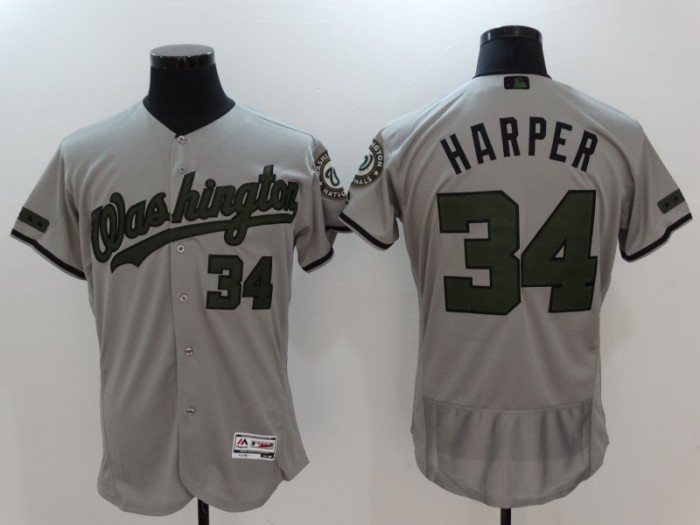 Washington Nationals 34 HARPER Grey MLB Jersey