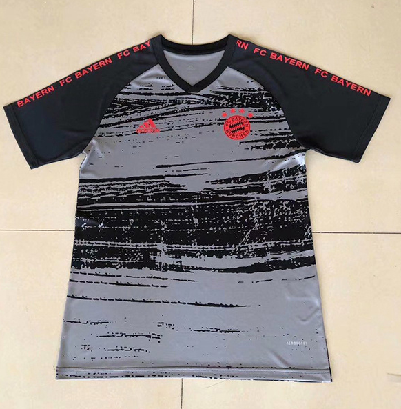 Bayern Gray and Black Training Soccer Jersey