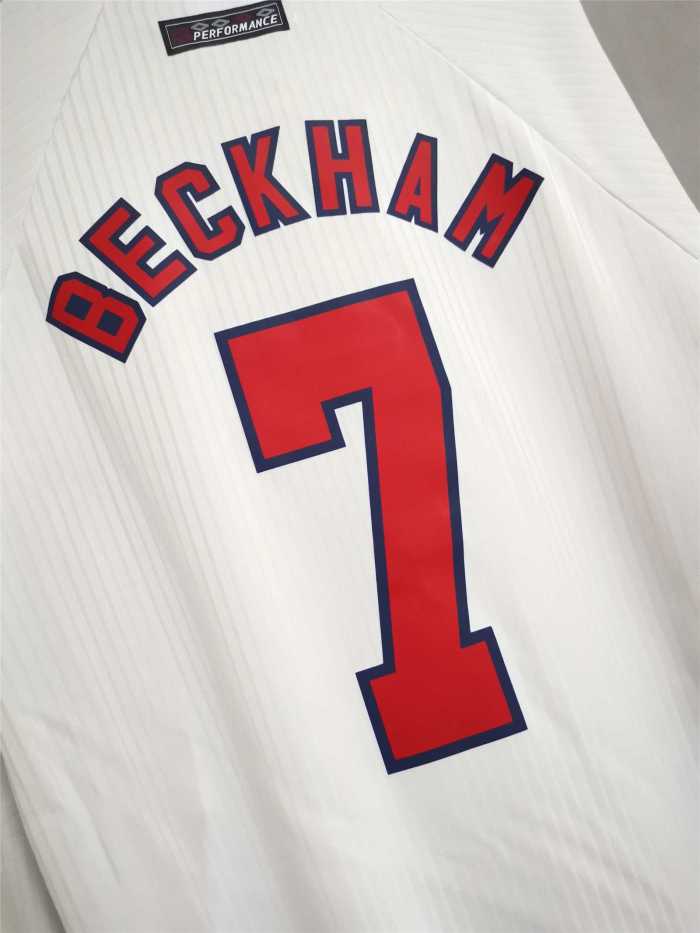 Long Sleeve Retro Jersey 1998 England BECKHAM 7 Home Soccer Jersey