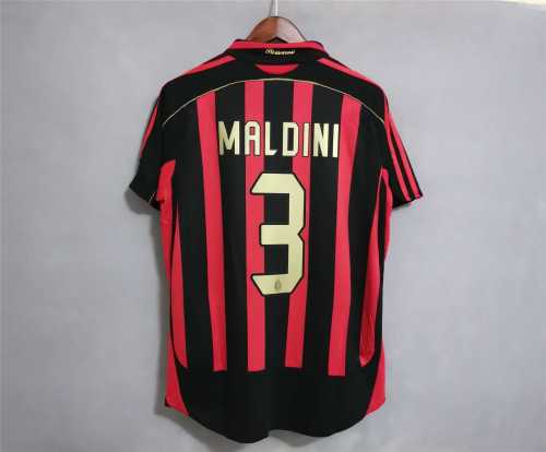 with UCL Patch Retro Jersey 2006-2007 AC Milan MALDINI 3 Home Soccer Jersey
