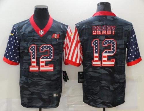 Tampa Bay Buccaneers 12 BRADY Black Camo USA Flag Limited Jersey