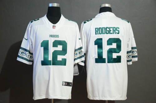 Green Bay Packers 12 Aaron Rodgers White Team Logos Fashion Vapor Limited Jersey