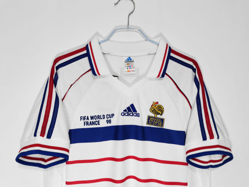 with Front Lettering Retro Jersey 1998 France Final Version Away White Soccer Jersey