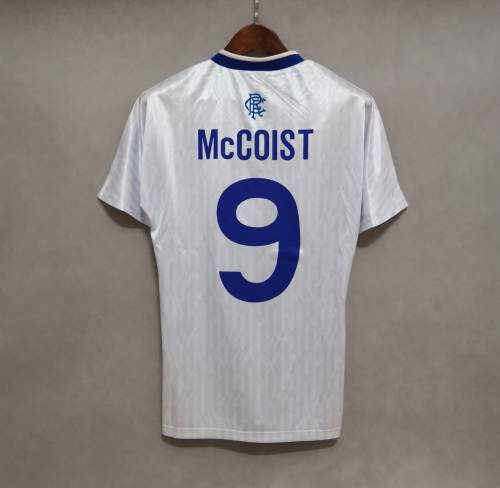 Retro Jersey 1990-1992 Rangers 9 McCOIST Away White Soccer Jersey