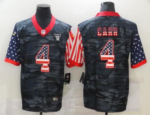 Oakland Raiders 4 CARR Black Camo USA Flag Limited Jersey