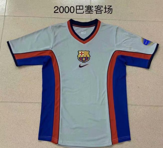 Retro Jersey 2000 Barcelona Away Gray Soccer Jersey