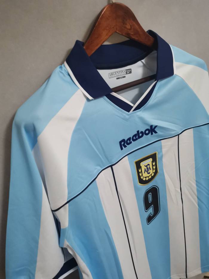 Retro Jersey 2000 Argentina BATISTUTA 9 Home Soccer Jersey Vintage Football Shirt