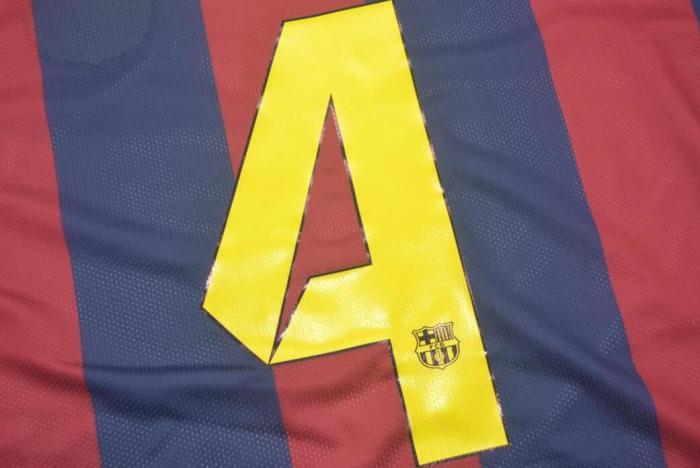 with LFP Patch Retro Jersey 2014-2015 Barcelona 4 RAKITIC Home Soccer Jersey
