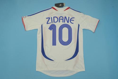 with Patch Retro Jersey 2006 10 ZIDANE France Away White Soccer Jersey