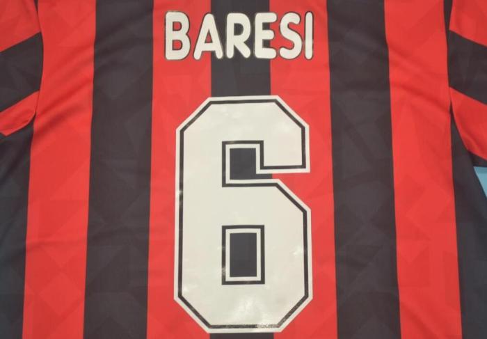 Retro Jersey 1993-1994 AC Milan 6 BARESI Home Soccer Jersey