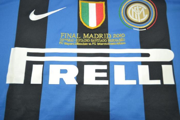 with Front Lettering+Scudetto+UCL Patch Retro Jersey Long Sleeve Inter Milan 2009-2010 Home UCL Final Soccer Jersey