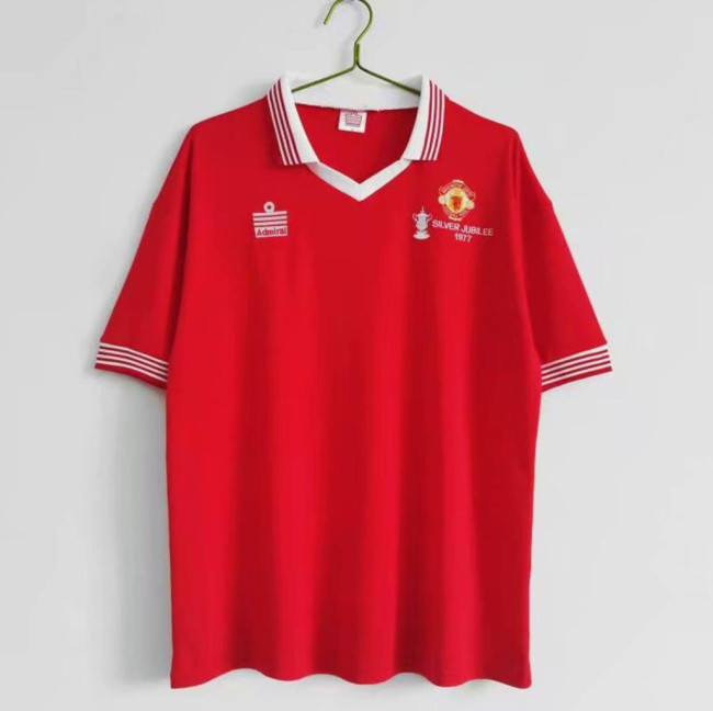 Retro Jersey 1977 Manchester United Home Soccer Jersey Red Vintage Football Shirt