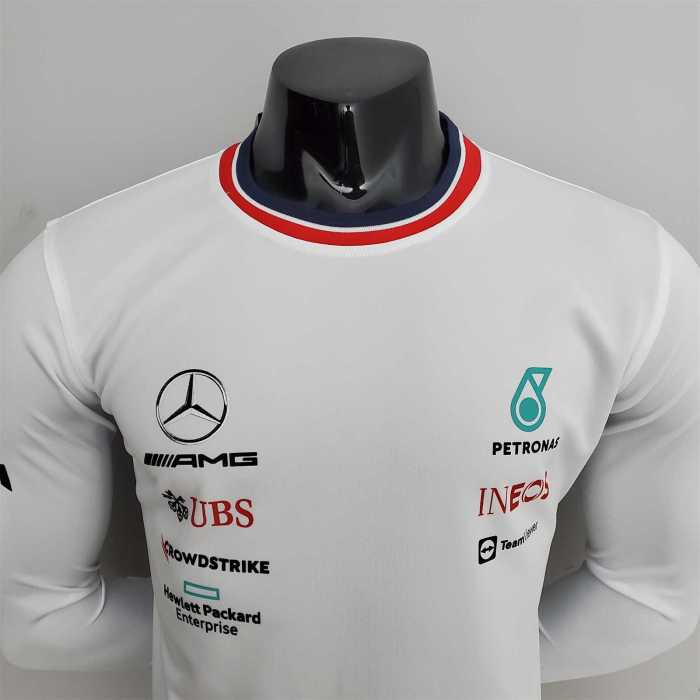 F1 Formula One 2022 Mercedes Long Sleeve White Jersey