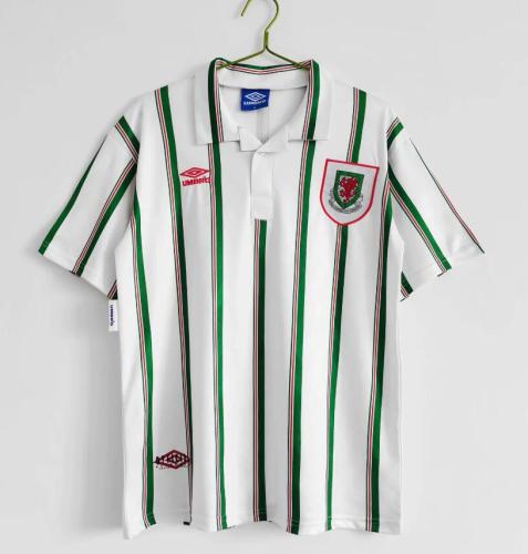 Retro Jersey 1993-1995 Wales Away White Soccer Jersey Vintage Football Shirt