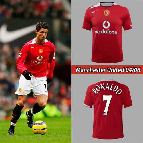 Retro Jersey 2004-2006 Manchester United RONALDO 7 Home Soccer Jersey Vintage Football Shirt