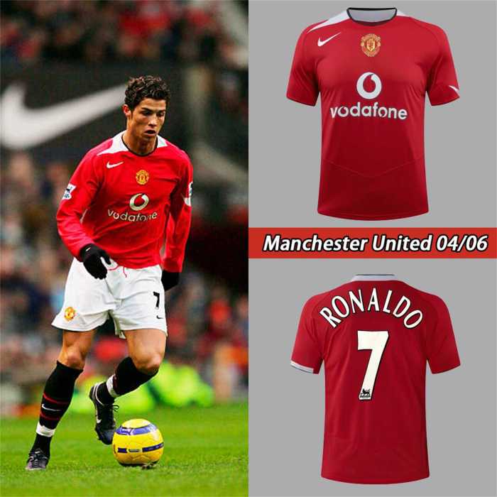 Retro Jersey 2004-2006 Manchester United RONALDO 7 Home Soccer Jersey Vintage Football Shirt