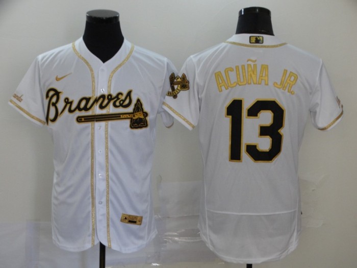 Atlanta Braves 13 ACUNA JR. White 2020 Flexbase Jersey