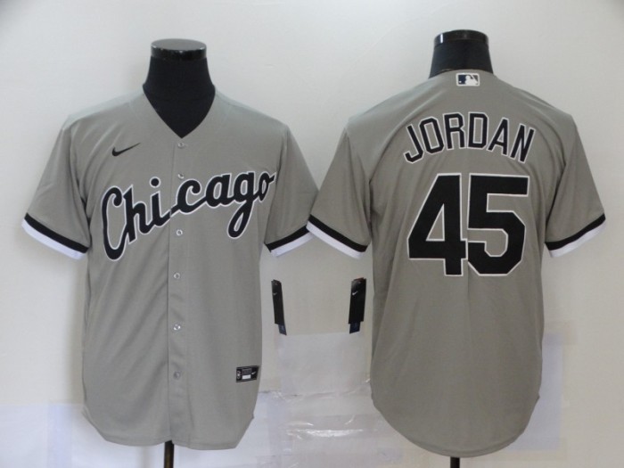 Chicago White Sox 45 JORDAN Grey Cool Base Jersey