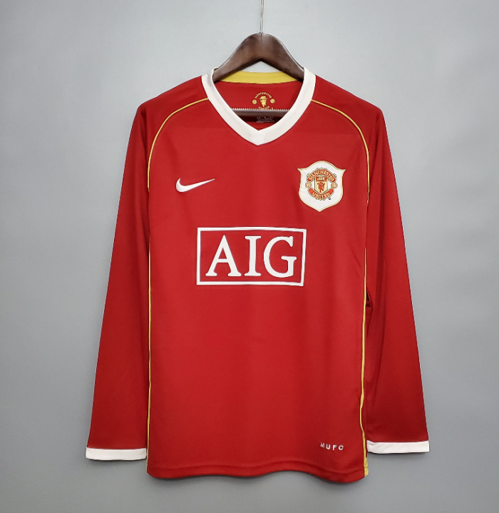 Retro Jersey 2006-2007 Manchester United Long Sleeve Home Red Soccer Jersey