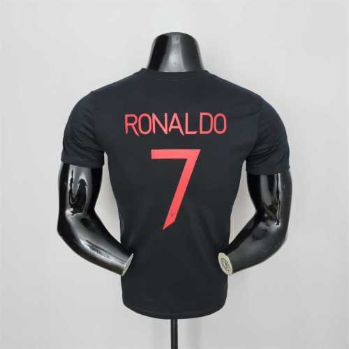#K000158 Manchester United RONALDO 7 Black Soccer T-shirt