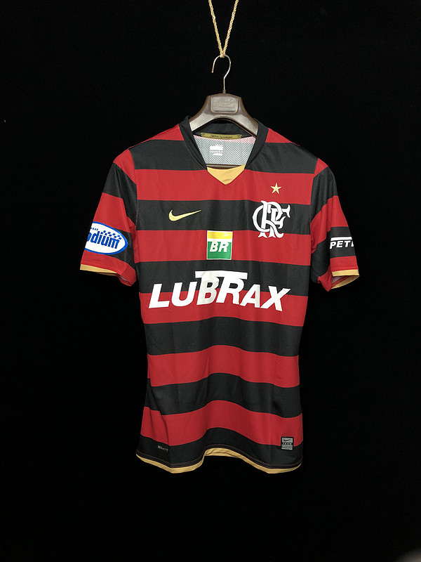with Sponor Logo+Sleeve Patch Retro Jersey 2008 Flamengo Home Soccer Jersey Vintage Football Shirt