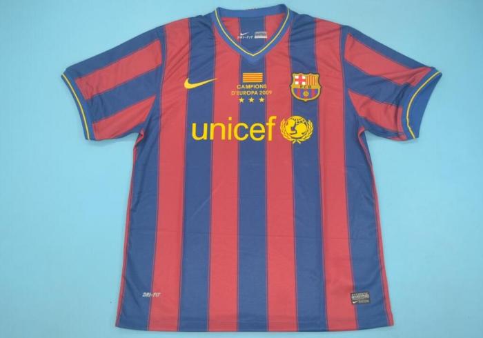 with Front Lettering Retro Jersey 2009-2010 Barcelona Home Soccer Jersey Vintage Football Shirt
