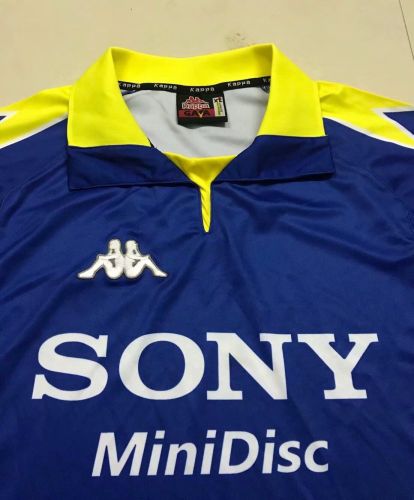 Long Sleeve Retro Jersey Juventus 1997-1998 Away Blue Vintage Soccer Jersey
