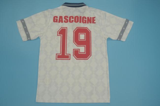 Retro Jersey 1990 England 19 GASCOIGNE Home Soccer Jersey