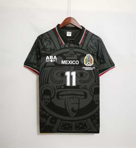 Retro Jersey 1998 Mexico BLANCO 11 Away Black Vintage Soccer Jersey