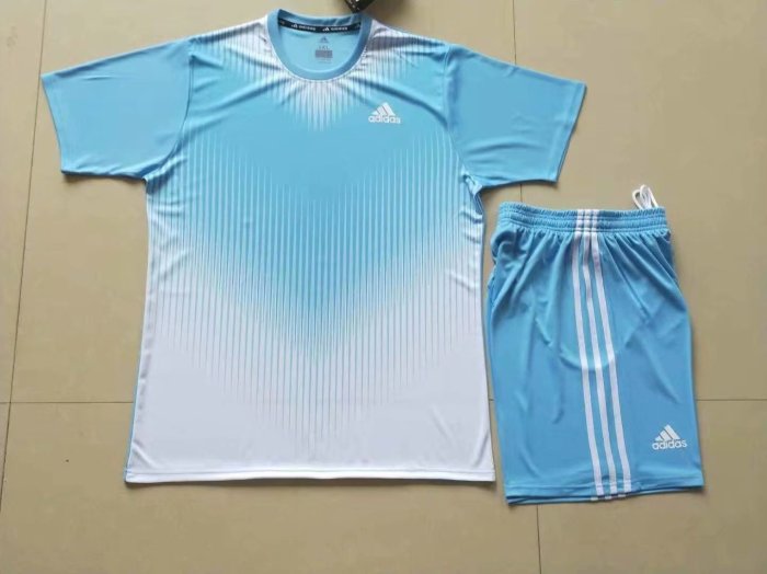 #816 Light Blue/White Soccer Training Uniform Jersey and Shorts