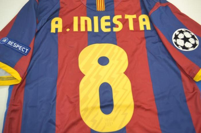 with Front Lettering Retro Jersey Barcelona 2011 A.INIESTA 8 UCL Final Home Soccer Jersey with UCL Patch