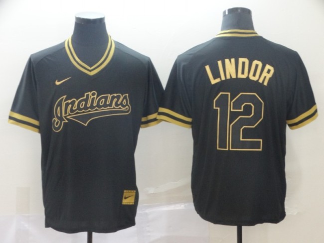 2019 Cleveland Indians # 12 JETER Black  Jersey