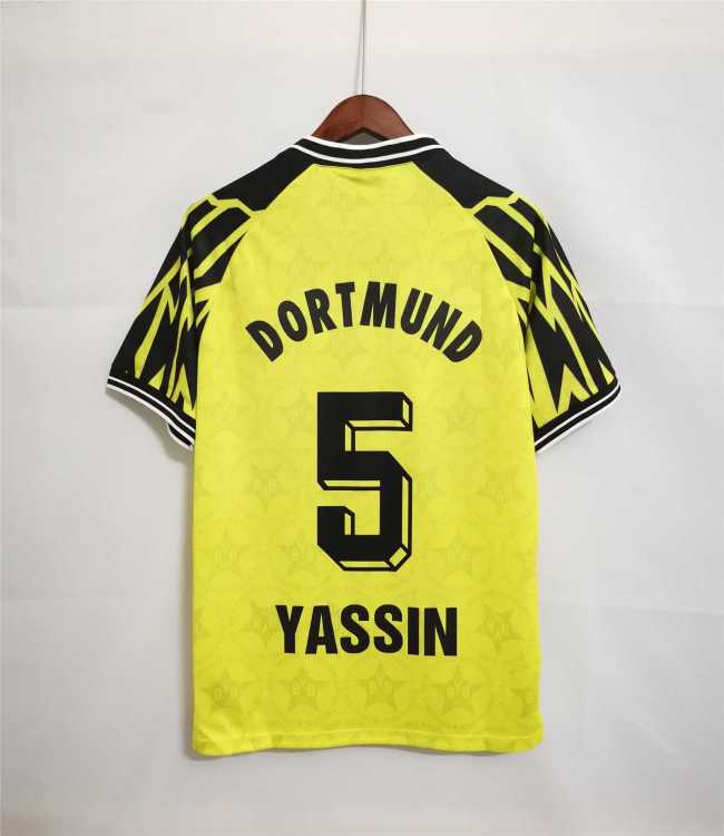 Retro Jersey 1994-1995 Borussia Dortmund YASSIN 5 Home Soccer Jersey Vintage BVB Football Shirt
