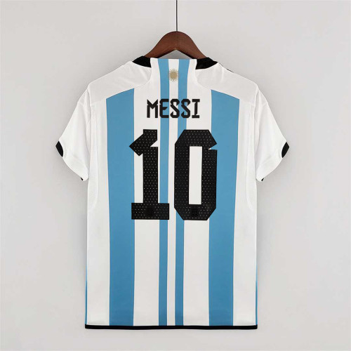 New font MESSI Argentina 2022 Home Soccer Jersey