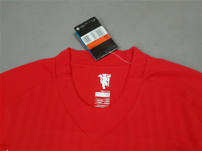 with Front Lettering Retro Jersey 2007-2008 Long Sleeve Manchester United Home Soccer Jersey