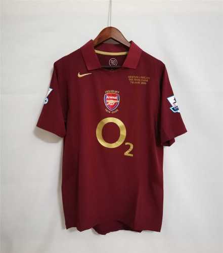 with Front Lettering+EPL Patch Retro Jersey 2005-2006 Arsenal HENRY 14 Home Soccer Jersey