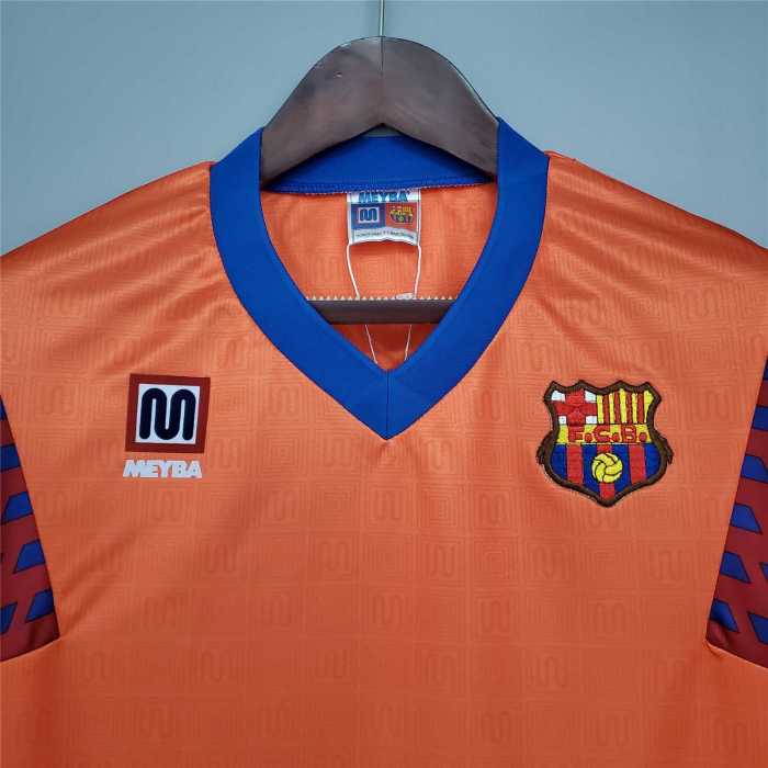 Retro Jersey 1991-1992 Barcelona Away Orange Soccer Jersey