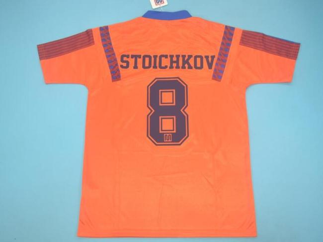 Retro Jersey 1992 Barcelona 8 STOICHKOV Away Orange UCL Final Soccer Jersey