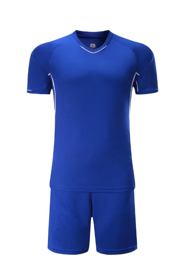 #306 Blue Adult Soccer Training Uniform Jersey and Shorts with pocket
