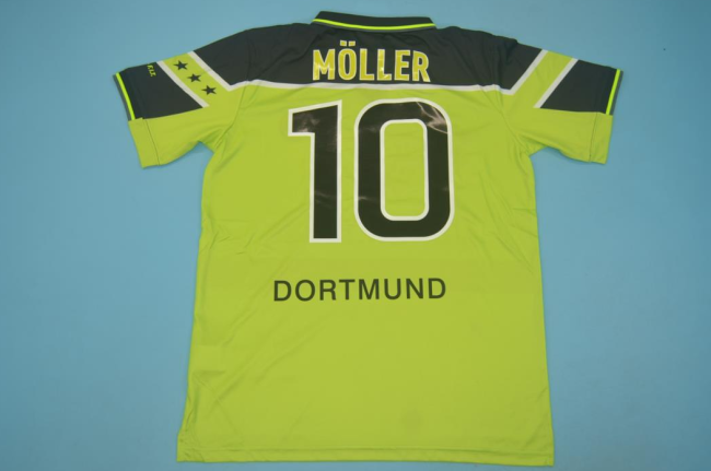 with Back Lettering Retro Jersey 1996-1997 Borussia Dortmund 10 MOLLER UCL Version Yellow Soccer Jersey