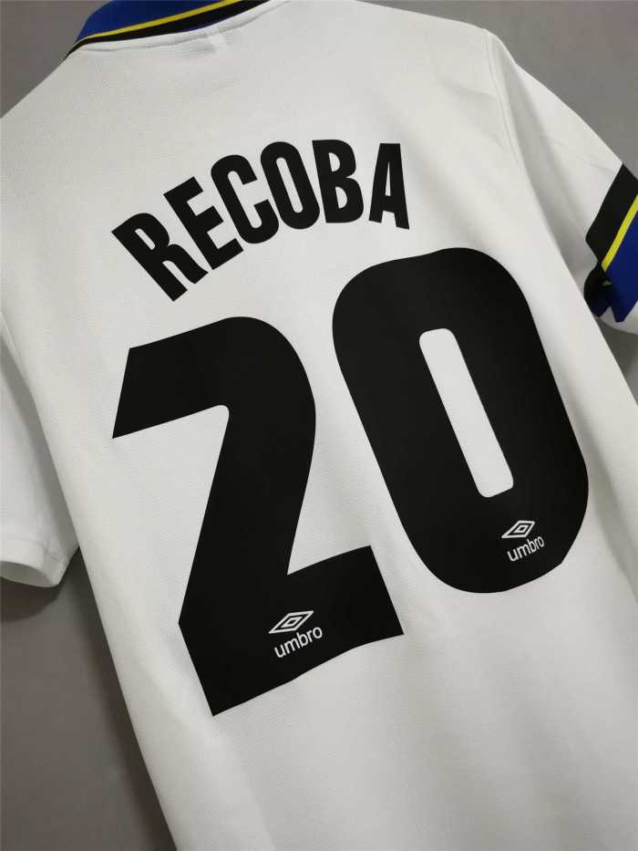 with Serie A Patch Retro Jersey 1997-1998 Inter Milan RECOBA 20 Away White Soccer Jersey