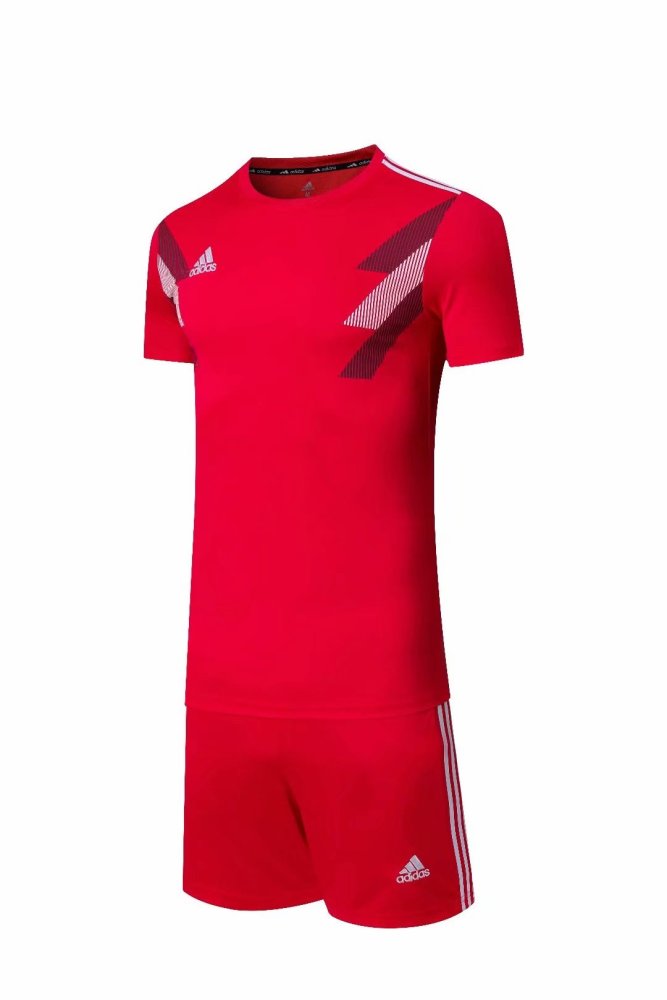 #605 Red Soccer Training Uniform Blank Jersey and Shorts
