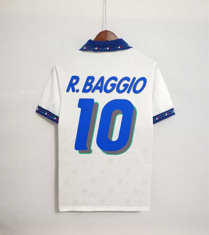 Retro Jersey 1994 Italy R.BAGGIO 10 Away White Soccer Jersey