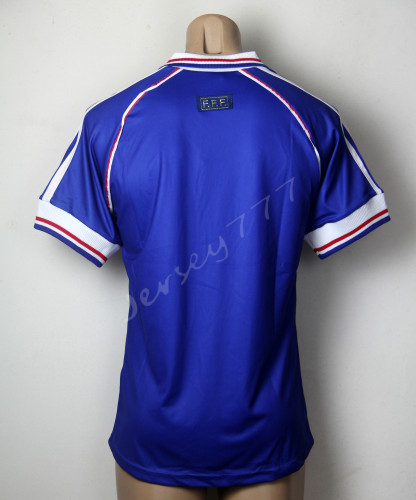 with France vs Brasil Embroidered Retro Jersey 1998 France Home Soccer Jersey Vintage Football Shirt