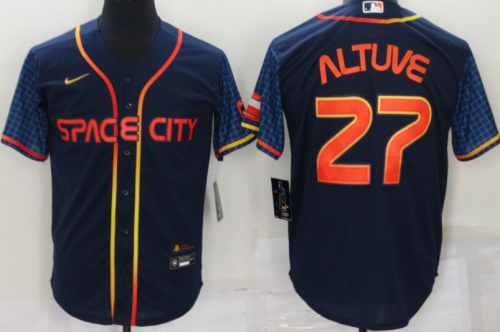 Astros 27 Jose Altuve Navy 2022 World Series City Connect Flexbase Jersey