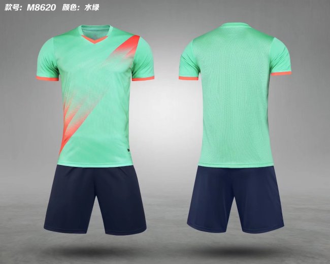 M8620 Light Green Blank Soccer Training Jersey Shorts DIY Cutoms Uniform