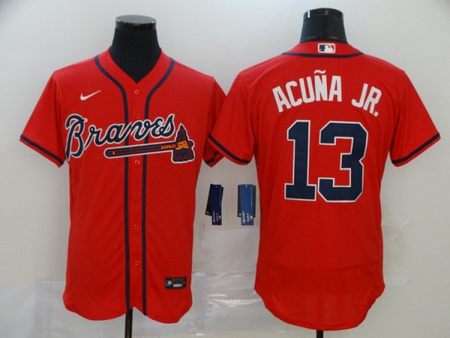 Atlanta Braves 13 ACUNA JR. Red 2020 Flexbase Jersey