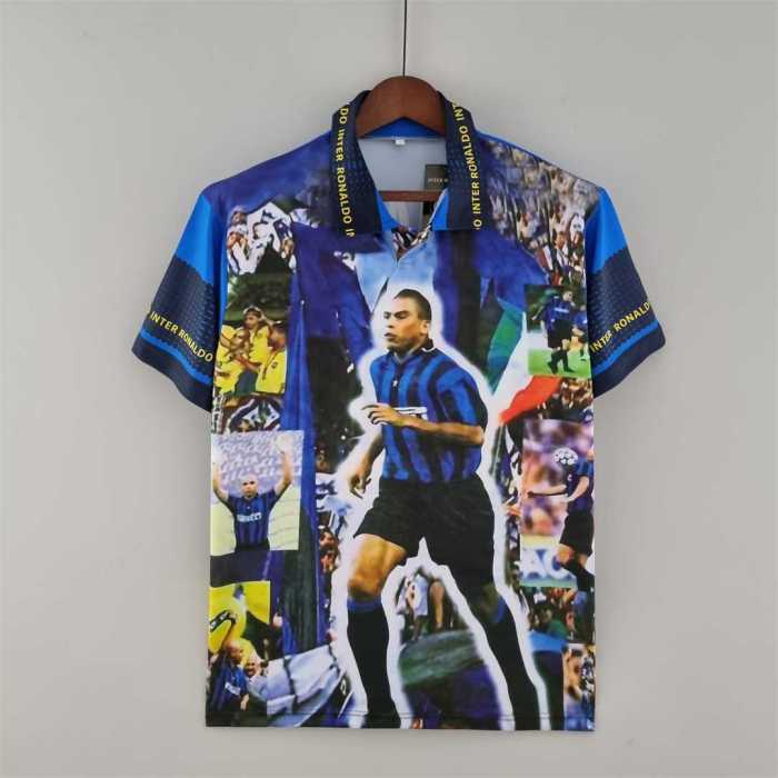 Retro Jersey 1997-1998 Inter Milan RONALDO 10 Anniversary Soccer Jersey