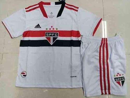 Youth Uniform Sao Paulo White Soccer Jersey Shorts